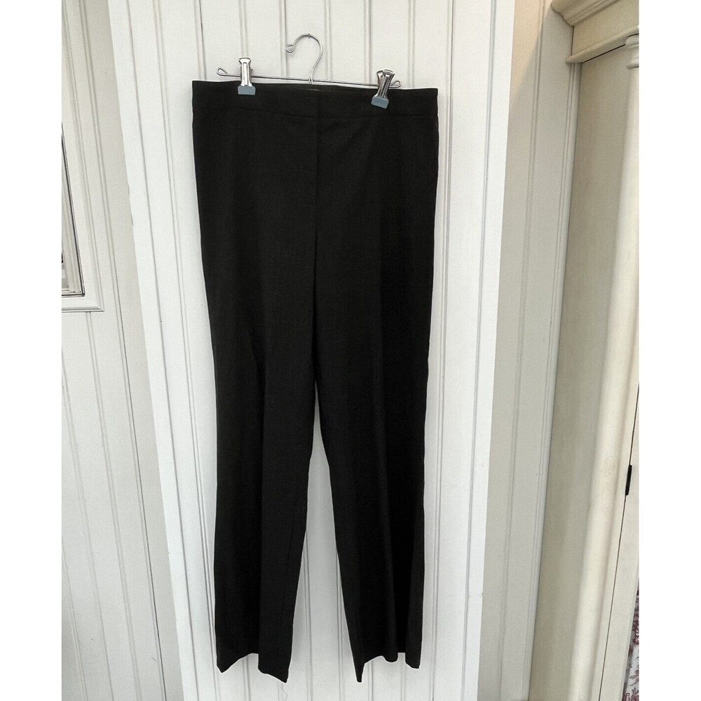 Lafayette 148 Sz 12 Stretch Wool Wide Leg Dress Pants Trousers Gray